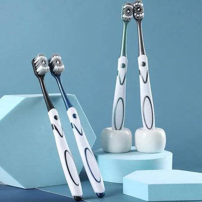 6pcs/pack Hard Bristled Toothbrush Kit Whitening Teeth Toothbrush For Adults Deep Cleaning Oral Care Supplies Family Use