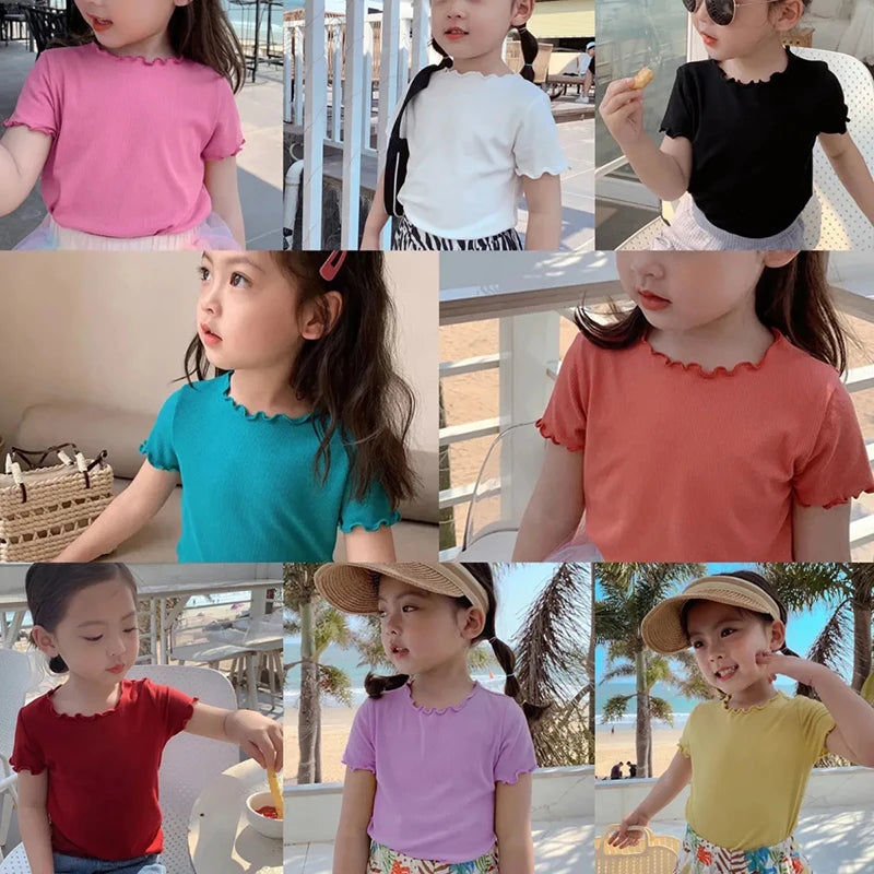 Baby Girls T-shirts for Kids Summer Sleeveless Knitted Tops Vest Outfits Girls Cute Halter Tops Tees Children Clothing 1-12 Year