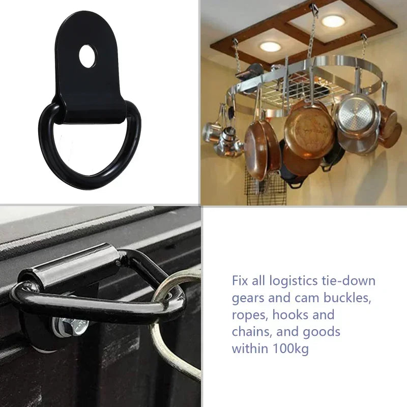 10Pcs D Rings Tie Down Anchors Ring Pull Hook Stainless Steel Lashing Ring Load Fit for Car Boat Cargo Trailer Vehicles RV Van