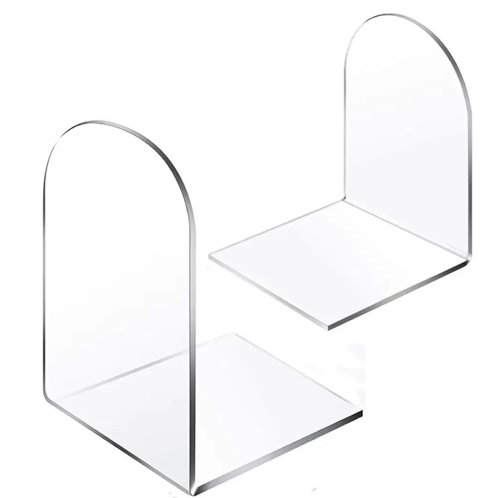 Acrylic Bookends Non-Skid Book End Clear Book Holder for School Library and Desktop Organizer Book Ends for Book Shelves