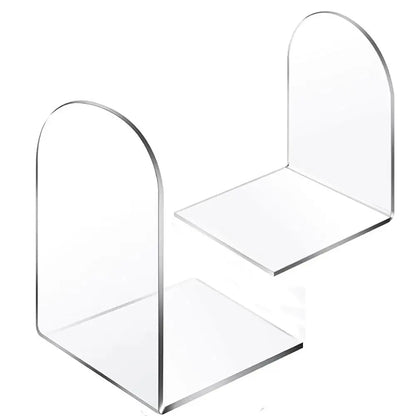 Acrylic Bookends Non-Skid Book End Clear Book Holder for School Library and Desktop Organizer Book Ends for Book Shelves