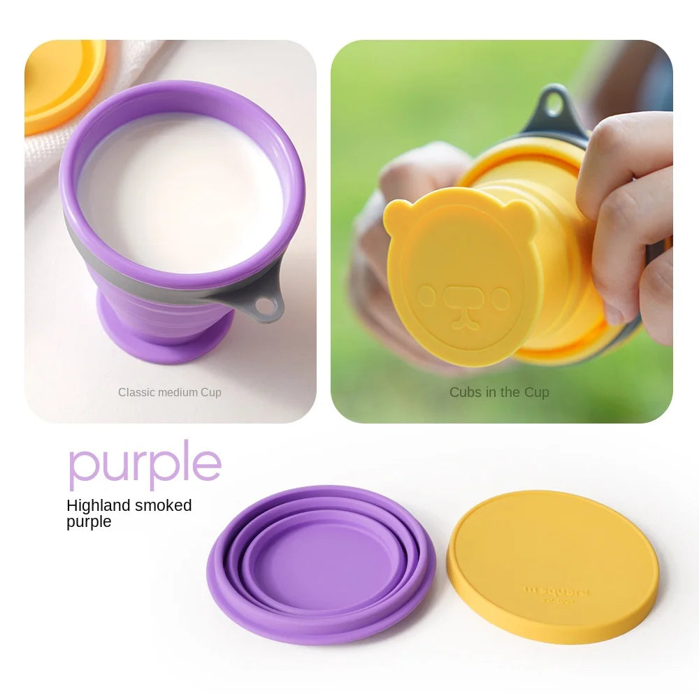 Silicone Bowl Foldable with Lid Camping Baby Travel Portable Round Large Food Container Heat Resistant Salad Bowl