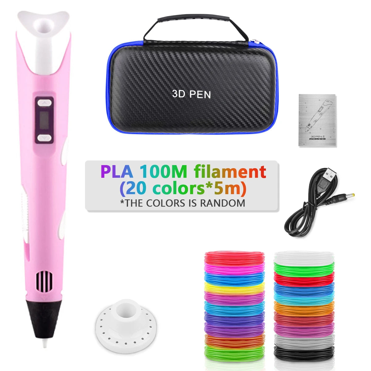 2023 Handwork 3D Pen 3d Printing Pen DIY Drawing Pens PLA Filament Birthday Christmas Gift For Kids Children with Power Adapter