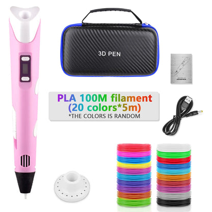 2023 Handwork 3D Pen 3d Printing Pen DIY Drawing Pens PLA Filament Birthday Christmas Gift For Kids Children with Power Adapter