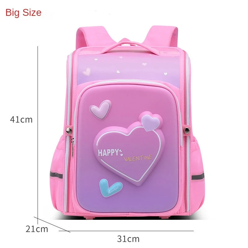 primary school bags for girls cute cartoon love heart pink school backpack student bookbag elementary school kids backpack