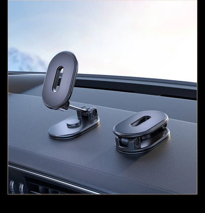 Magnetic Car Phone Holder Alloy Folding Strong Magnet 360 Rotation Universal Dashboard Mount for Smartphones Tablets