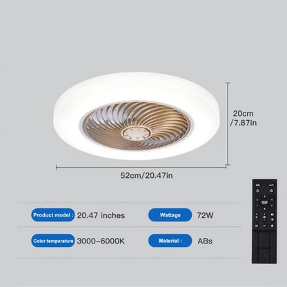 Smart Ceiling Fan Fans With Lights Remote Control Bedroom Decor Lamp 52cm Air Invisible Silent Electric fan for room AC220V
