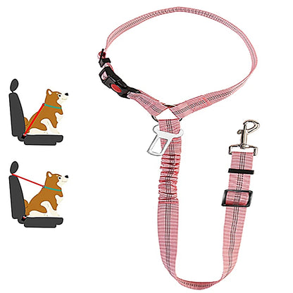 2 in 1 Solid Dog Harness Leash Pet Car Seat Belt Heavy Duty Elastic Safety Belt Adjustable for Kitten Dogs Collar Pet Accessorie