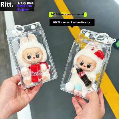 Labubu Fully Transparent Square Walking Bag Labubu Sitting Posture Protective Cover Labubu Protective Cover Display Bag Fashion