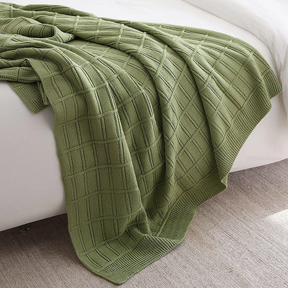 American-Style Thickened Knitted Wool Cover Blanket Solid Color Simple Bed End Towel Blanket Multifunctional Decorative Blankets