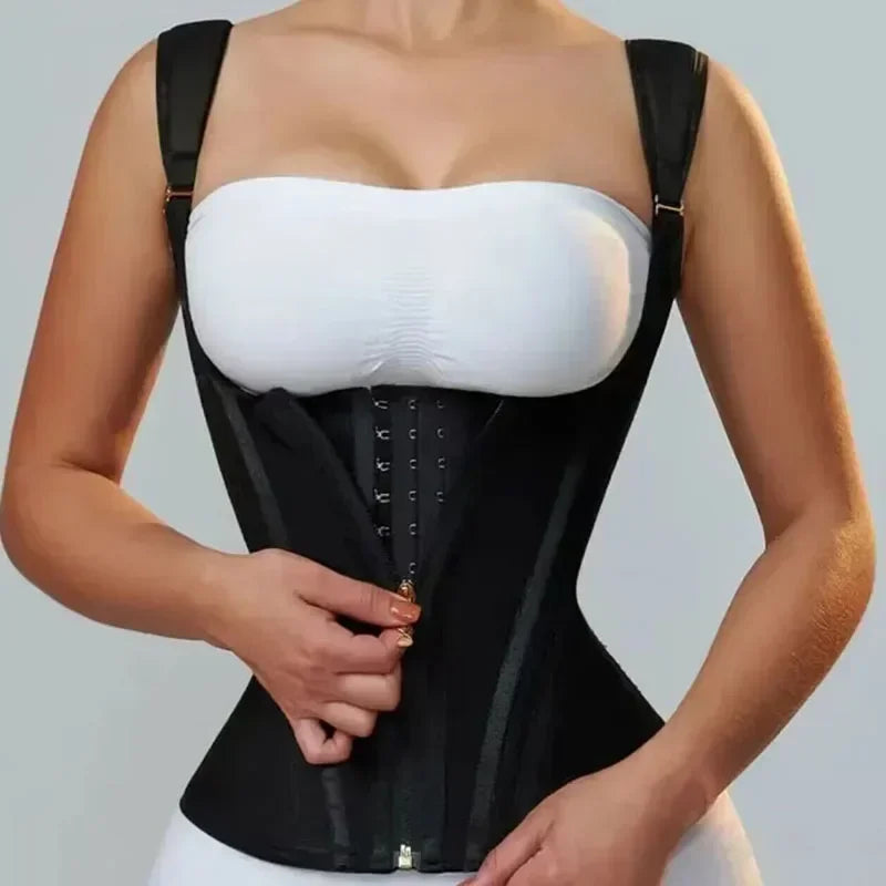 Body Shaper Shapewear Women Vest Tops Double Compression Waist Trainer Corset Adjustable Zipper and Hook-eyes