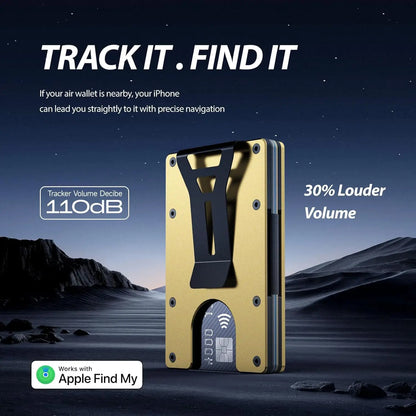 RFID Blocking Credit Card Holder, Slim Wallet For Men, Compatible with Find My iOS Only, Detachable Money Clip