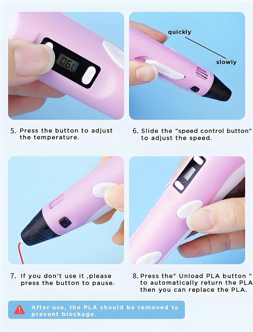 3D Printing Pen 9/50/100/200M PLA Filament LED Display With PU Case DIY Drawing Pens Stimulate Creativity Kids Toys 3D Pen