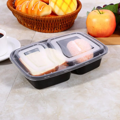 Plastic Reusable Bento Box Meal Storage Food Prep Lunch Box 3 Compartment Reusable Microwavable Containers Home Lunchbox