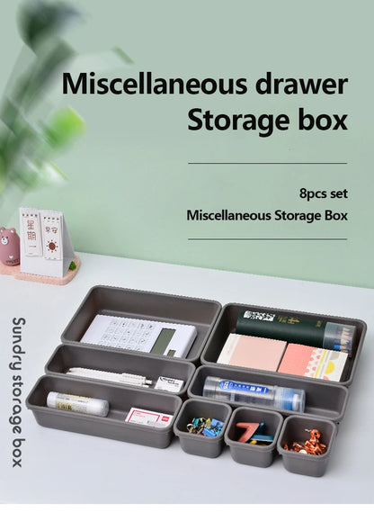 8pcs/set Adjustable Drawer Organizer Box Trays Make Up Cosmetics Sundries Divider Holder Kitchen Bathroom Closet Jewellery Box
