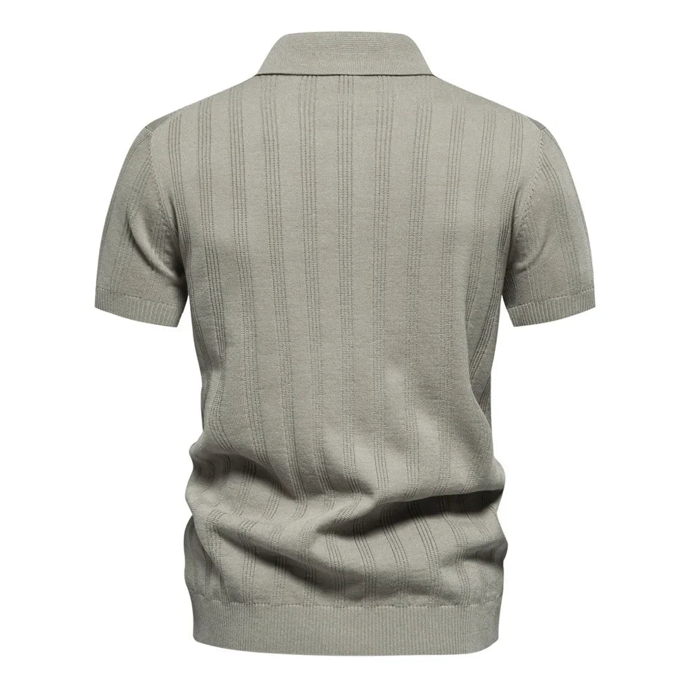 Spring/Summer New Mens T-shirt Woolen Polo Knitwear Short Sleeved Lapel Casual Top for Men