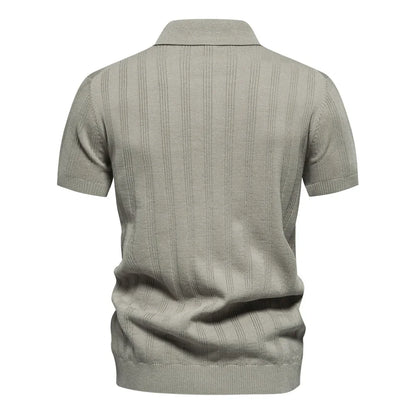 Spring/Summer New Mens T-shirt Woolen Polo Knitwear Short Sleeved Lapel Casual Top for Men