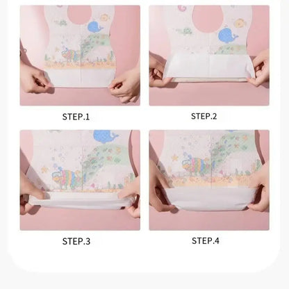50-Pack Disposable Bibs for Babies Aged 6 Months to 2 Years Cartoon Bear Feeding Bib for Boy Girl Non-woven Drool Towel