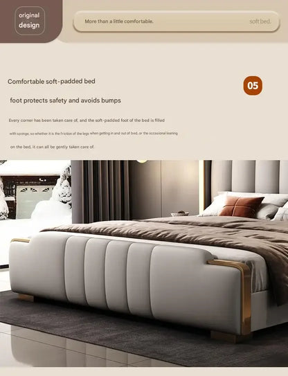 Italian Luxury Beds Leather Modern Simple Storage Beds Queen White Bedroom Double Somieres Marcos De Cama Bedroom Furniture