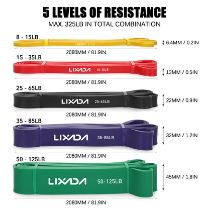 Lixada Pull Up Assist Bands Set Resistance Loop Bands Powerlifting Exercise Stretch Bands with Door Anchor Foam Handles Hooks