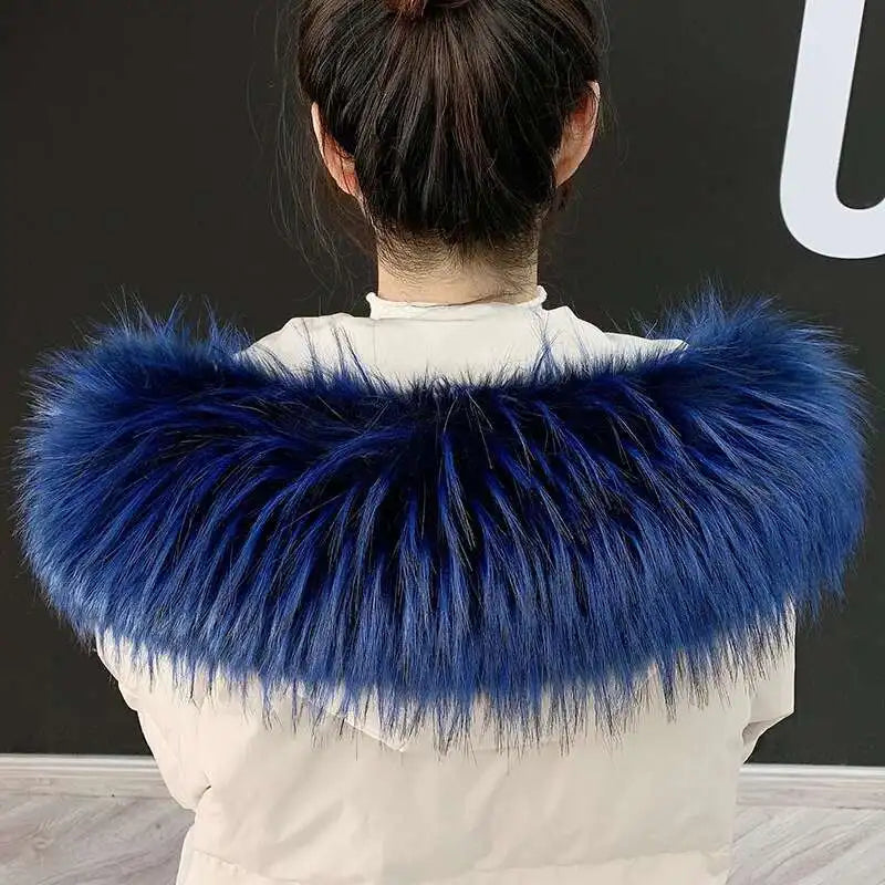 Detachable Faux Fur Collar Extra Large Warm Fake Fur Scarf Wrap Evening Cape For Winter Womens Coat Faux Fur Hood Ttrim Collar
