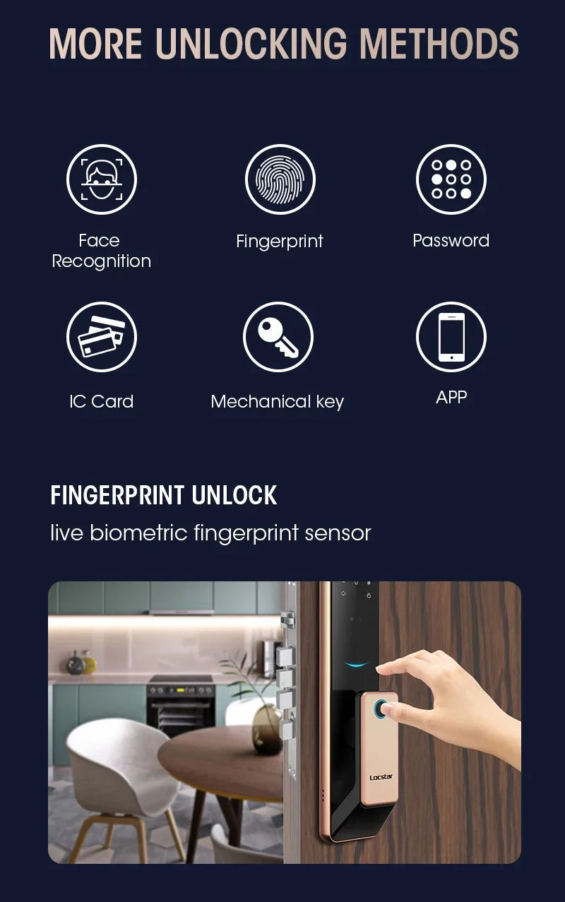 2024 Smart Door Lock  Wifi Smart Fingerprint Digital Safe Door with Camera Lock for Home