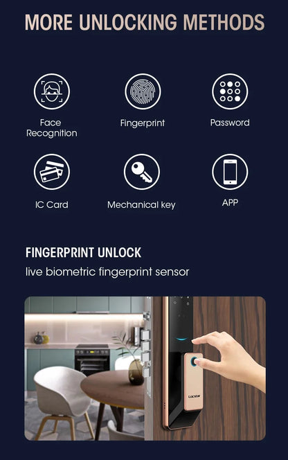 2024 Smart Door Lock  Wifi Smart Fingerprint Digital Safe Door with Camera Lock for Home