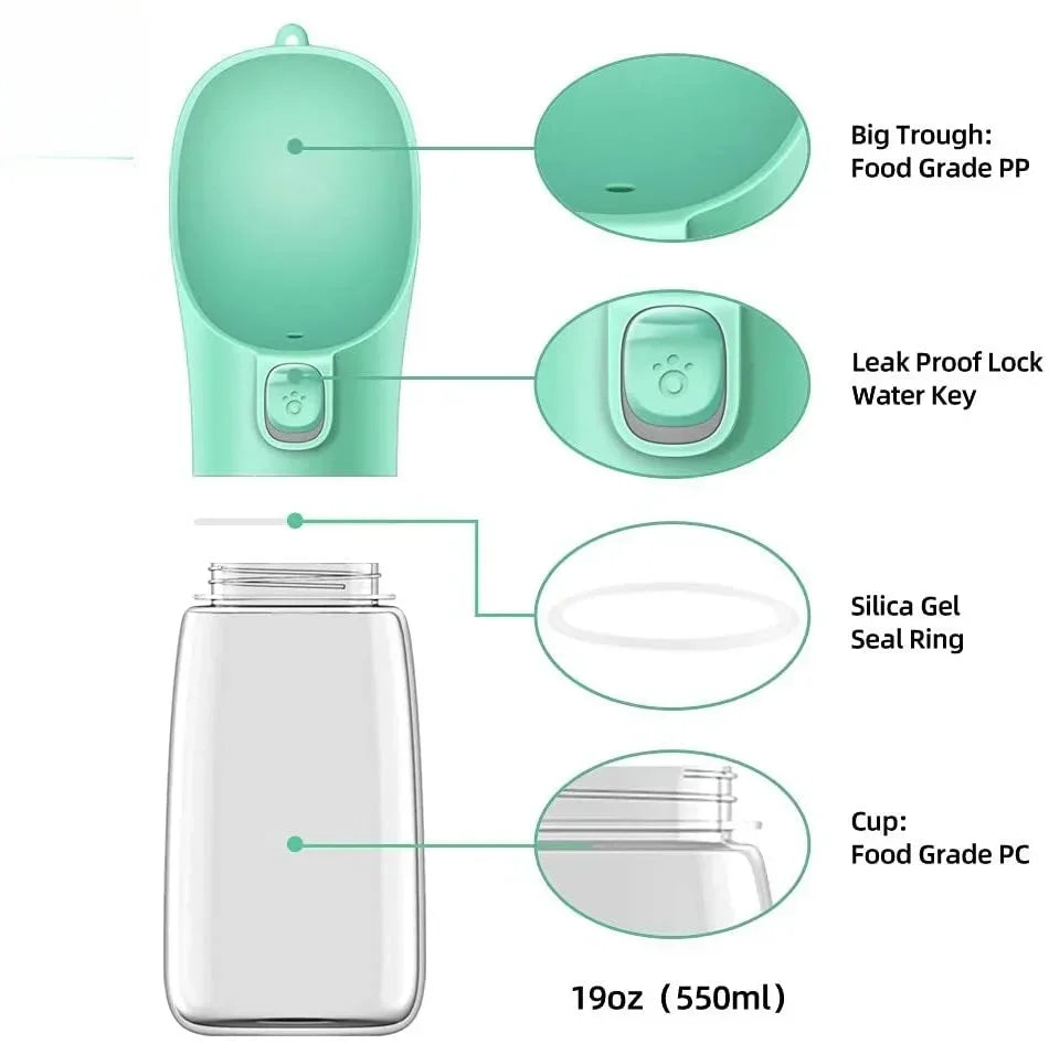 Outdoor Walking Puppy Pet Travel Water Bottle Cat Drinking Bowl Supplies Portable Dog Water Bottle for Small Large Dogs Bowl