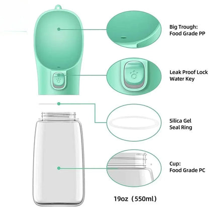 Outdoor Walking Puppy Pet Travel Water Bottle Cat Drinking Bowl Supplies Portable Dog Water Bottle for Small Large Dogs Bowl