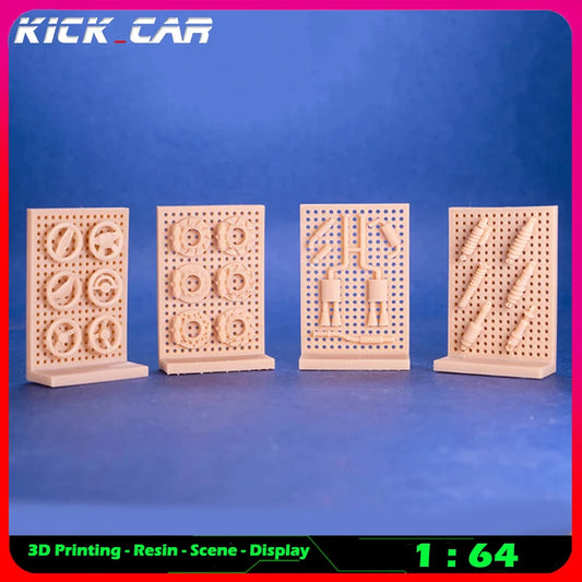 Kickcar 1/64 Parts Display Wall Model Car Diorama Uncolored Resin Garage Scene Repair Tools Decoration Simulation Scene Toy