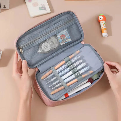 Pencil Case Black School Supplies Pencil Case Girls Estuche Escolar Solid Color Large Capacity Cute Stationery Pencil Pouch