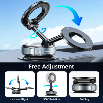 Car Phone Magnetic Stand Mechanical Vacuum Suction Cup Rotate 360° Magnetic Adsorption Bracket Navigation Universal Holder