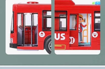 High Quality Simulation Bus Large Size Drop-resistant Light Music Inertia Bus Model Pull Back Car Educational Toys Gifts
