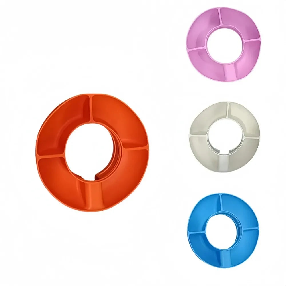 Bingba Cup Silicone Snack Platter 40oz Plastic Fast Food Plate with 4 Compartments for Outdoor Picnic Snack Holder Combination