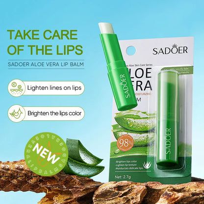 SADOER Lip Aloe Balm Nourishing, Hydrating and Moisturizing Preventing Cracking and Repairing Lips Gentle Non Irritating