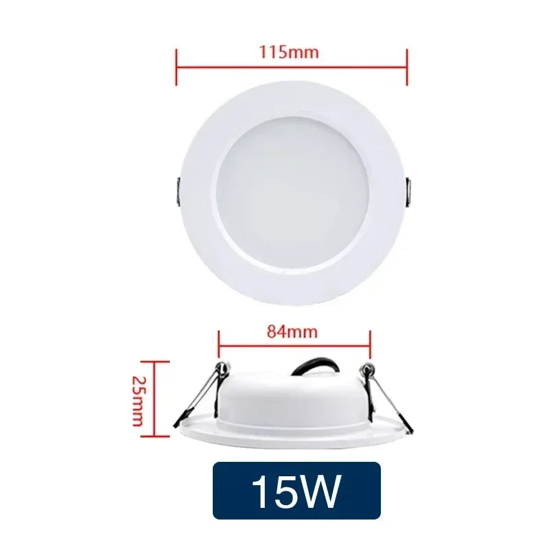 LED Downlight 5W 9W 12W 15W 18W White Body Round Led Ceiling Light DC 12V 24V AC 110V 220V Bedroom Kitchen Indoor LED Lighting