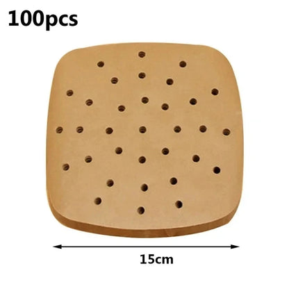100pcs Air Fryer Liners Non-Stick Air Fryer Mat Disposable Oil Paper Parchment Paper Disposable Liner Home Kitchen Consumables
