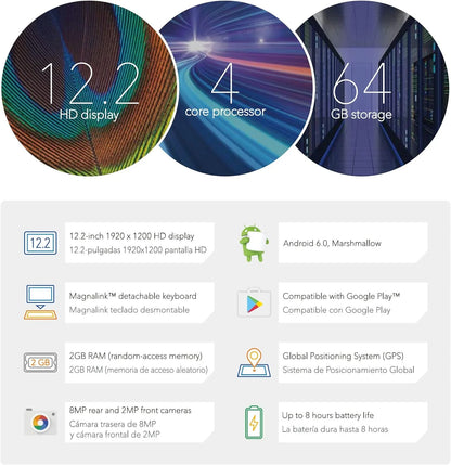 New 12.2 Inch CT9 Tablet Android 6.0 MT8163 2GB RAM 64GB ROM HDMI 1920 x 1200 IPS Quad Core Dual Camera 5000mAh Battery