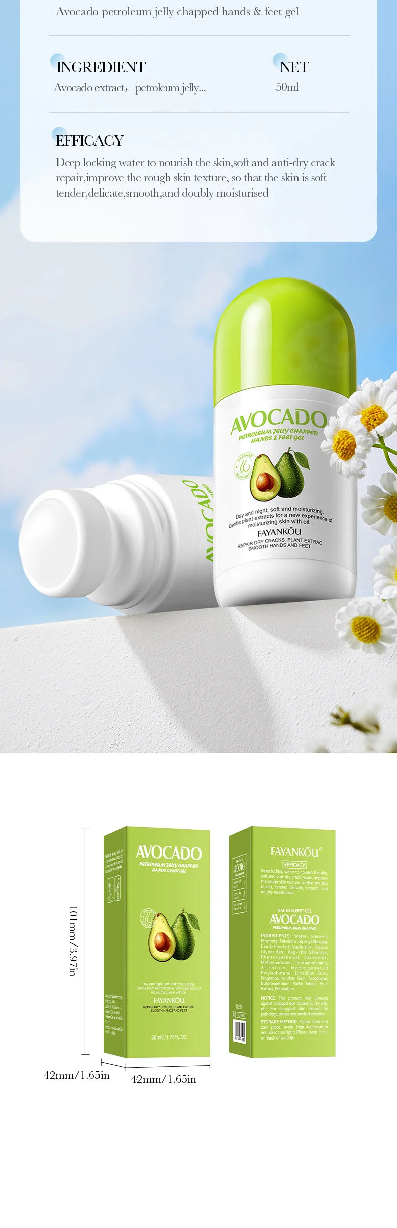 Avocado Hand and Foot Cream Condensation Bead Rolling Creams Moisturizing Nourishing Repairing Feet Hands skincare Creams