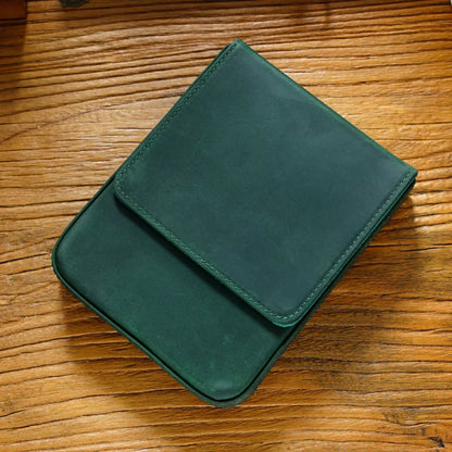 Crazy Horse Leather Pen Box Handmade Magnetic Drawer Style Student Pen Bag Storage Box Office Student Supplies