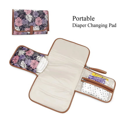 New Portable Diaper Changing Pad, Portable Changing pad for Newborn Girl & boy - Baby Changing Pad with Smart Wipes Pocket