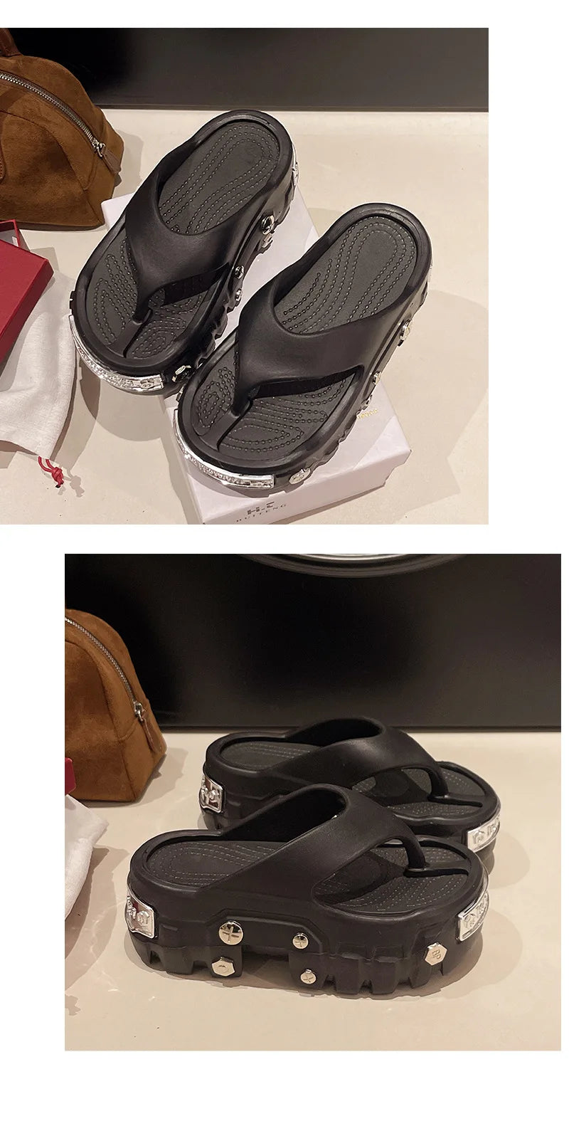 Woman flip flops Punk Design Shoes 2025 trend Casual Platform Sandals non-slip Outdoor slippers Unique features Flat Slides
