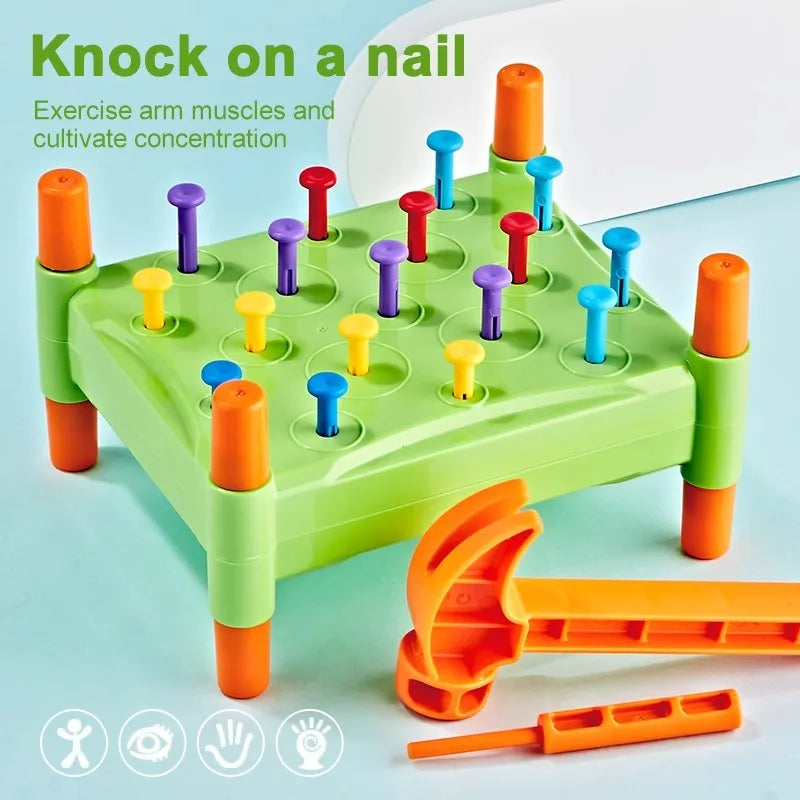 Educational Toys Nail Hammer Pile Driving Platform Montessori Teaching Aids Early Education Children Concentration Training Toy