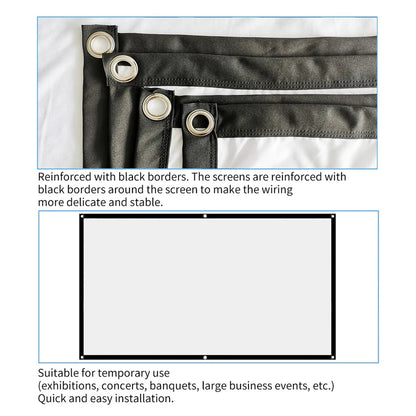 16:9 Simple Projector Curtain 60/72/84/100/120/150 inch Portable HD Display Screen Home Cinema Theater Movie Home Outdoor Office