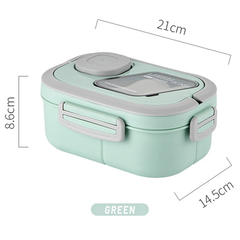 Portable Lunch Box Compartment Wheat Straw Bento Carrying Handle Box Reusable Tableware Containers Meal Snack Food Containers