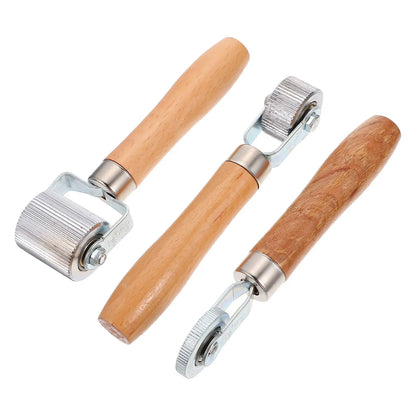 3 pcs Repair Tool Wooden Handle Rollers Pressing Wheel Tire Repair Compaction Roller Portable Durable Car Repair Tool