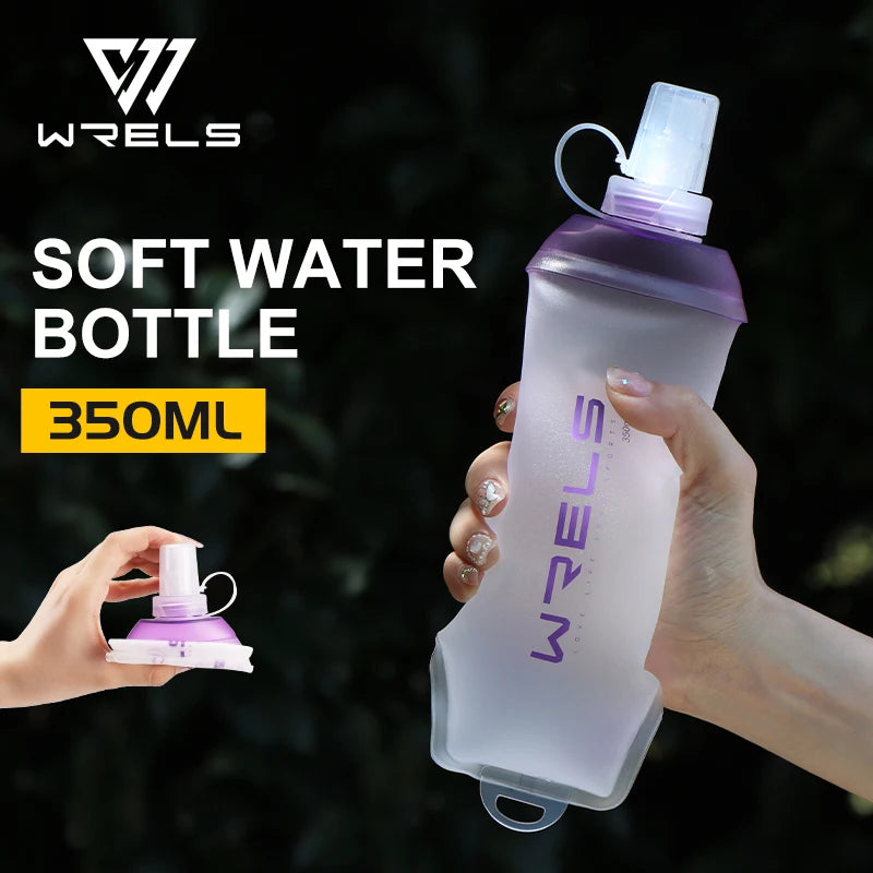 WRELS Foldable Silicone Soft Flask Water Bottle for Outdoor Sport  Running Camping Folding TPU Soft Flask Water Bag BPA Free