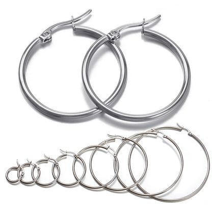 10pcs Open Earrings Circle Stainless Steel Earring Hooks 20-40mm Loop Base Ear Ring