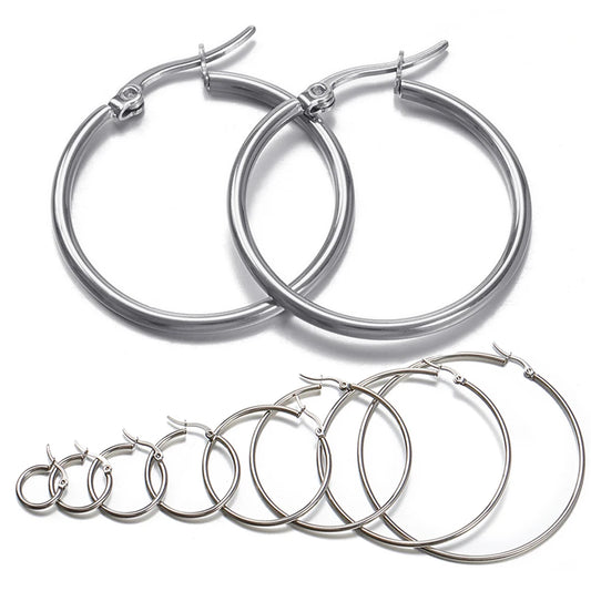 10pcs Open Earrings Circle Stainless Steel Earring Hooks 20-40mm Loop Base Ear Ring