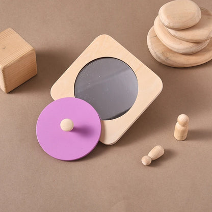 Baby Wooden Montessori Toys Mirror Tummy Time Infant Mirror Black White Contrast Visual Stimulation Sensory Development Toys